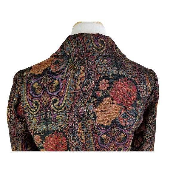 Sarah Bentley Tapestry Blazer Jacket Career 3-Button Sz PS Floral Motif Vintage - Picture 12 of 12
